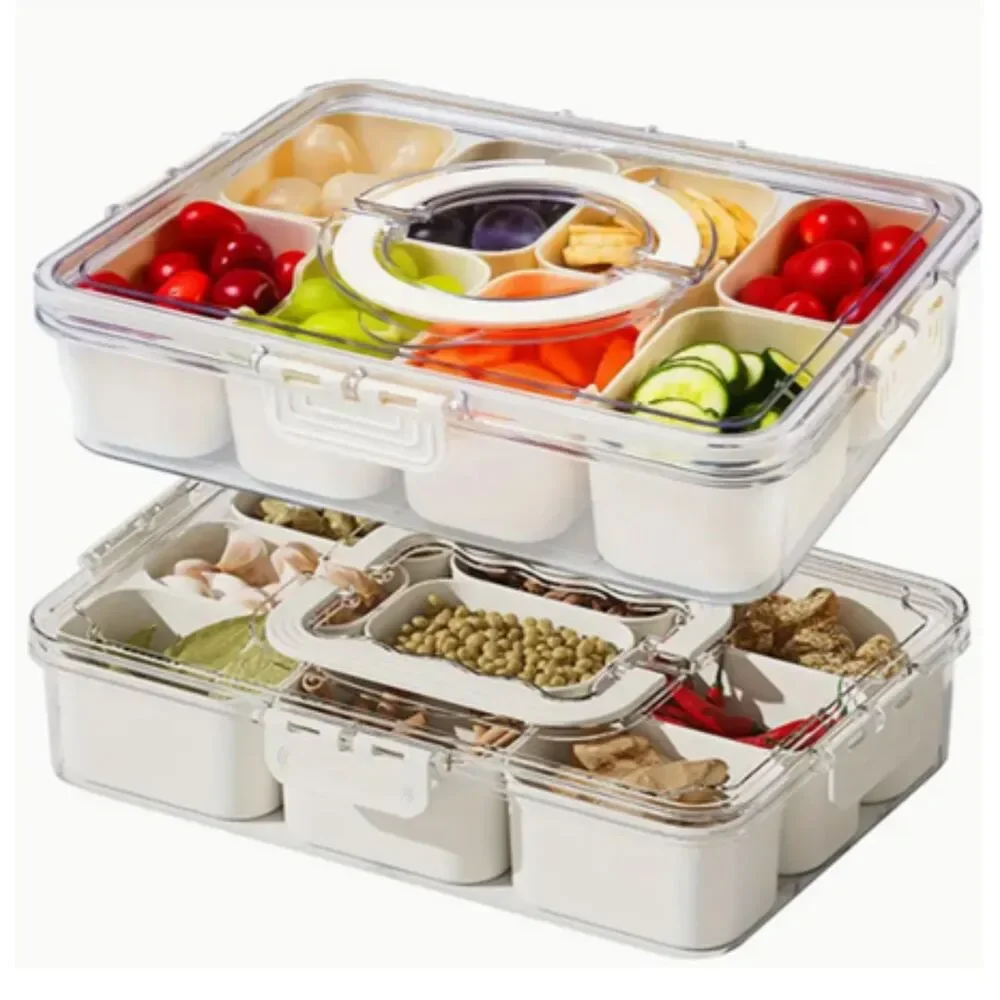 8 + 1 Compartment Food, Fridge, Craft, Office Organizer w/ Handle & Container